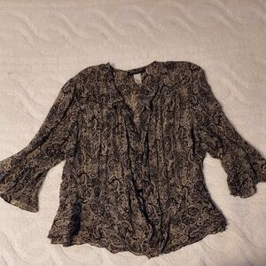 Jones New York Black Paisley Blouse